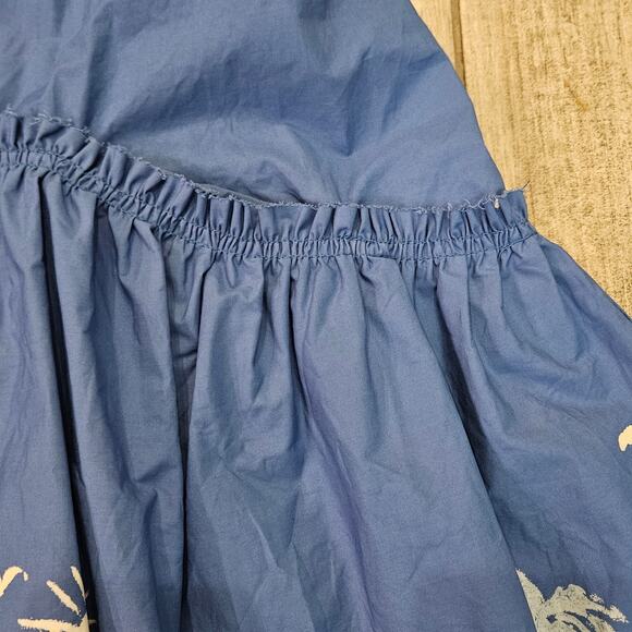 Free People‎ Deserted Island Mini Dress Women L Blue Open Back Boho Summer Beach - Picture 7 of 13